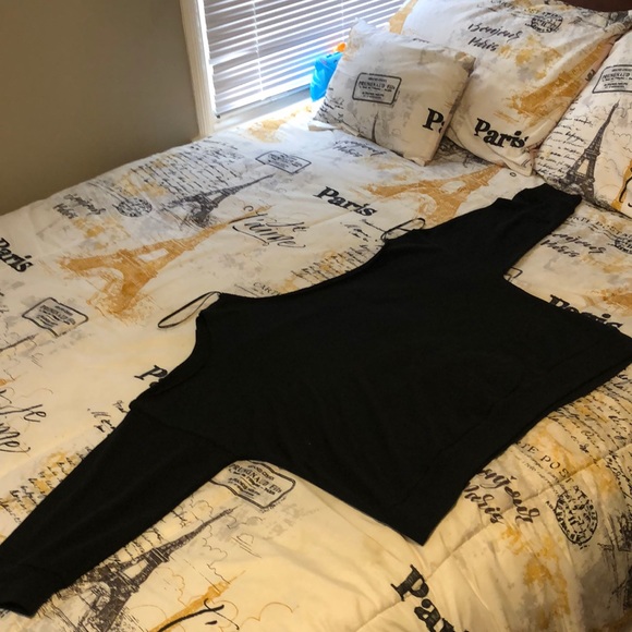 Long sleeve off shoulder distressed sleeve top - Picture 3 of 4